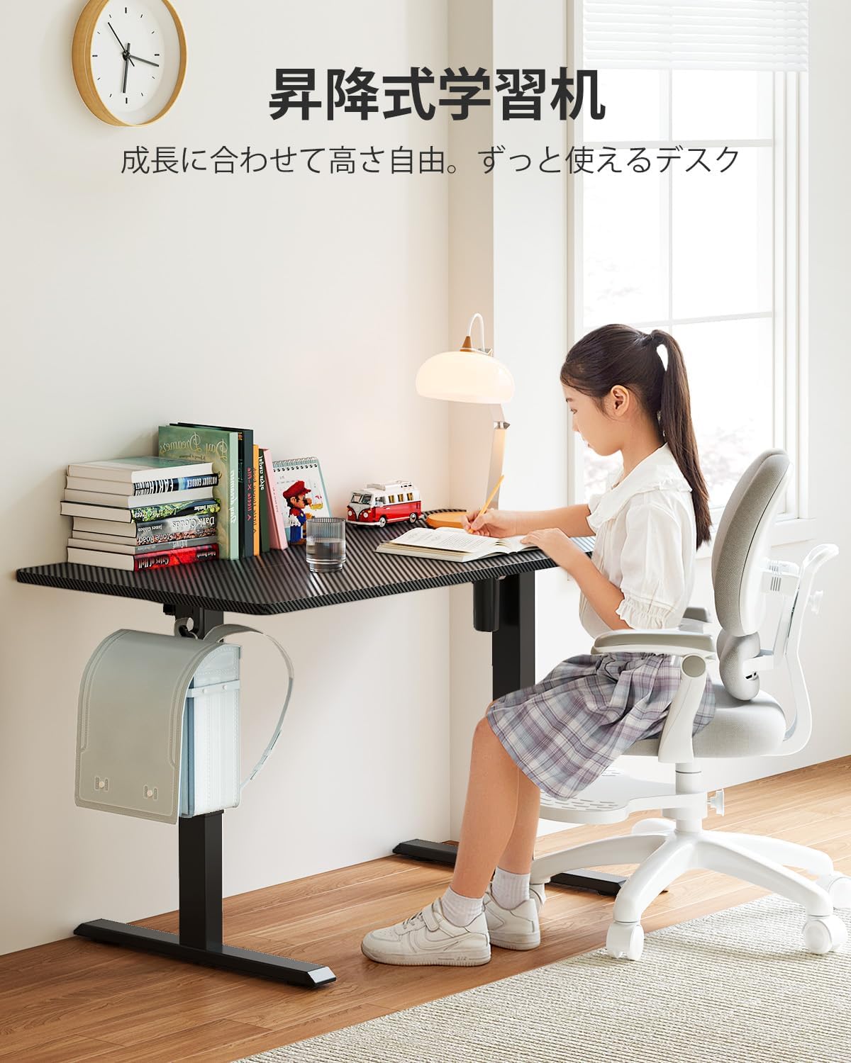 FEZIBO 電動昇降デスク ロータイプ 幅100cm 奥行60cm 高さ48